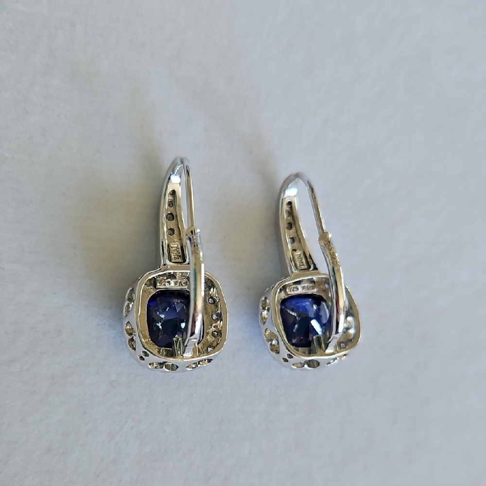 Cushion Cut Sapphire Earrings - Picture 6 of 16